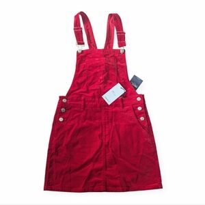 Red Velvet Overall Skirt Forever 21 Denim Collection Size Small NWT